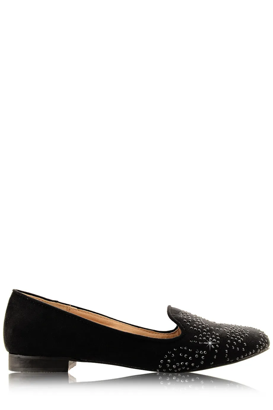 Stylish Black Rhinestone Loafers by KENDRA for Women