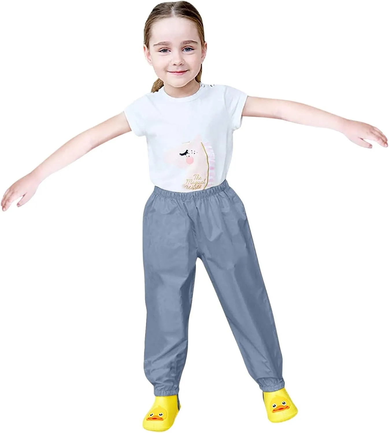 Kids Rain Pants Boys Girls Waterproof Pants Toddler Mud Dirty Proof Lightweight Rain Suit Solid Color Trousers Outdoor