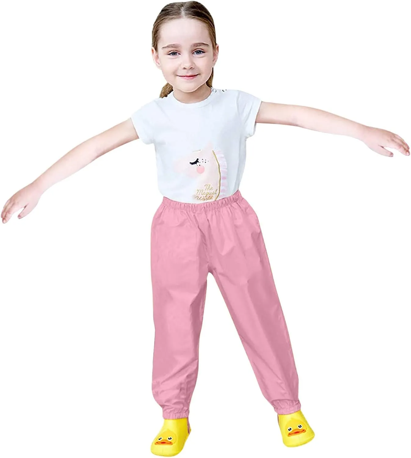 Kids Rain Pants Boys Girls Waterproof Pants Toddler Mud Dirty Proof Lightweight Rain Suit Solid Color Trousers Outdoor