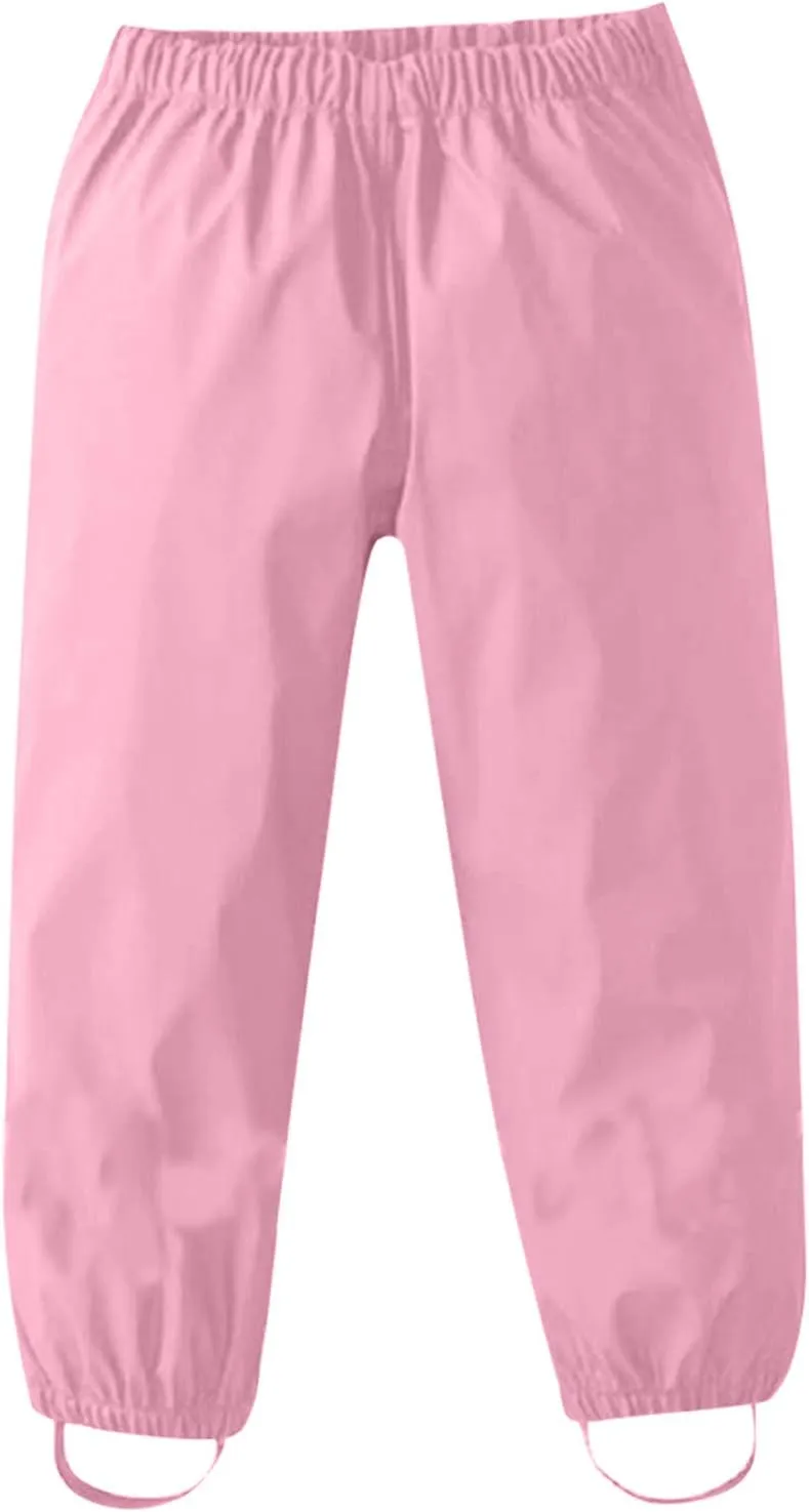 Kids Rain Pants Boys Girls Waterproof Pants Toddler Mud Dirty Proof Lightweight Rain Suit Solid Color Trousers Outdoor