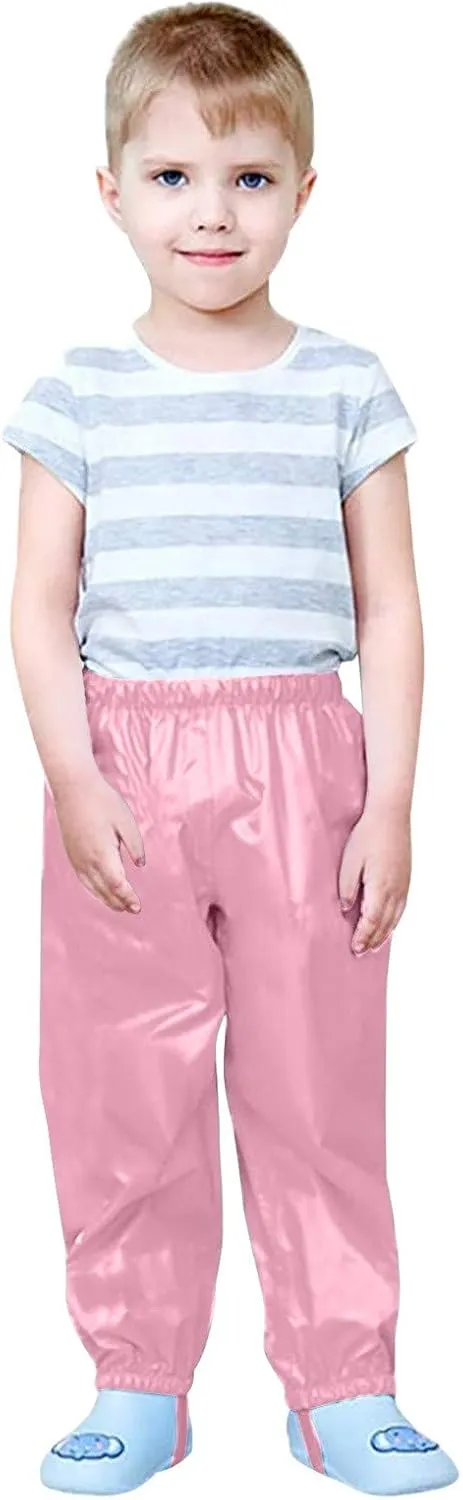 Kids Rain Pants Boys Girls Waterproof Pants Toddler Mud Dirty Proof Lightweight Rain Suit Solid Color Trousers Outdoor