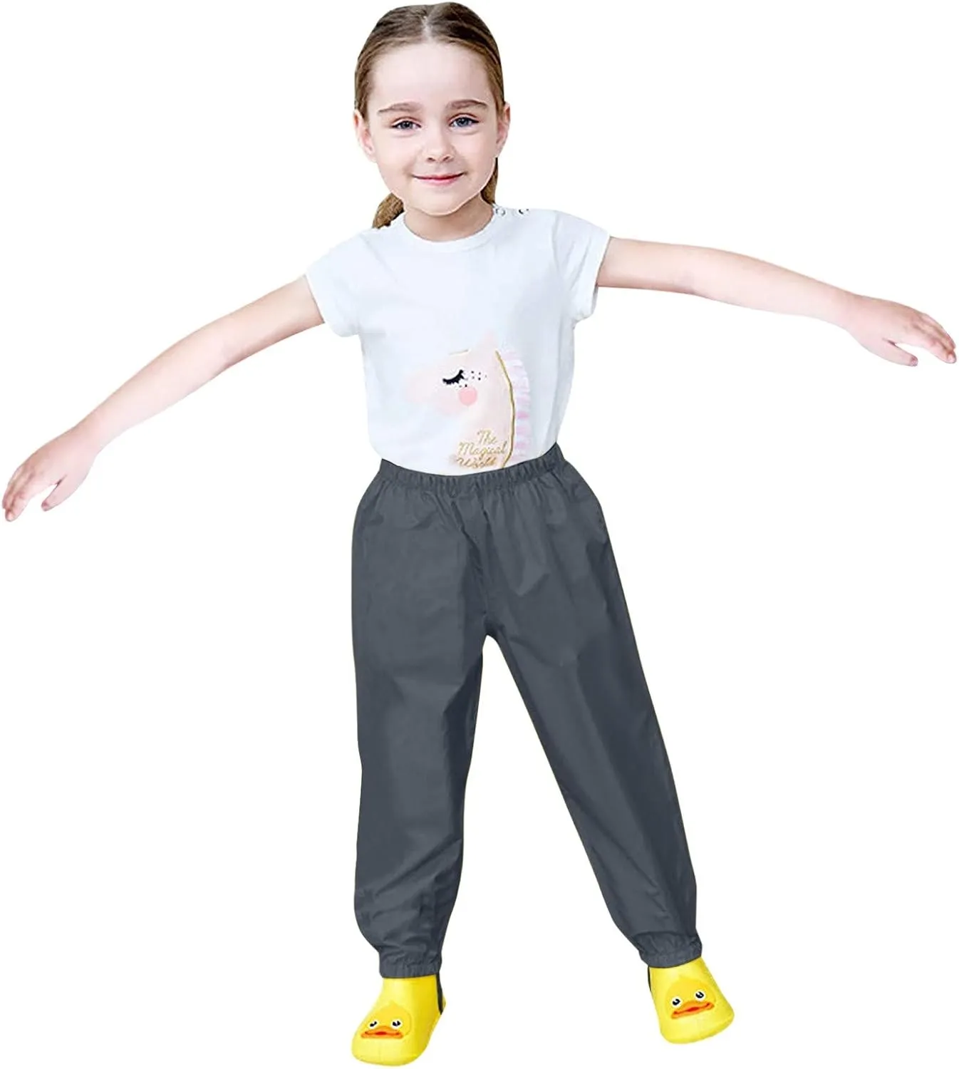 Kids Rain Pants Boys Girls Waterproof Pants Toddler Mud Dirty Proof Lightweight Rain Suit Solid Color Trousers Outdoor