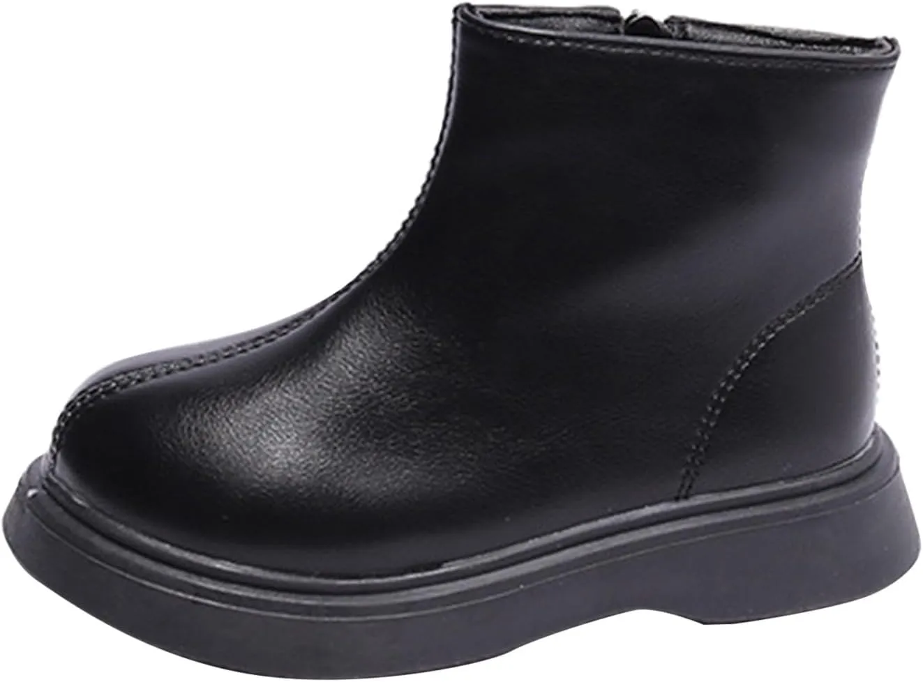 Kids Unisex Leather Ankle Boots Water Proof Classic Outdoor Hiking Walking Booties Solid Soft School Dress Shoes