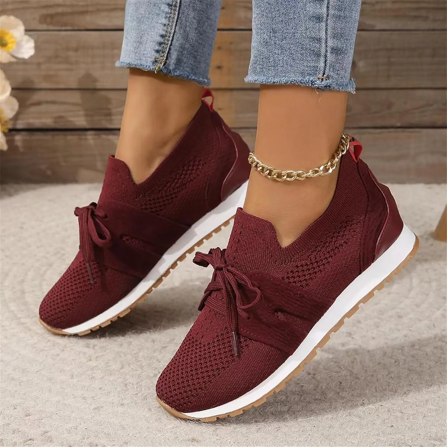 Ladmiple Running Shoes For Women Walking Shoes Comfort Light Weight Mesh Non Slip Casual Athletic Gym Tennis Slip On Sneakers