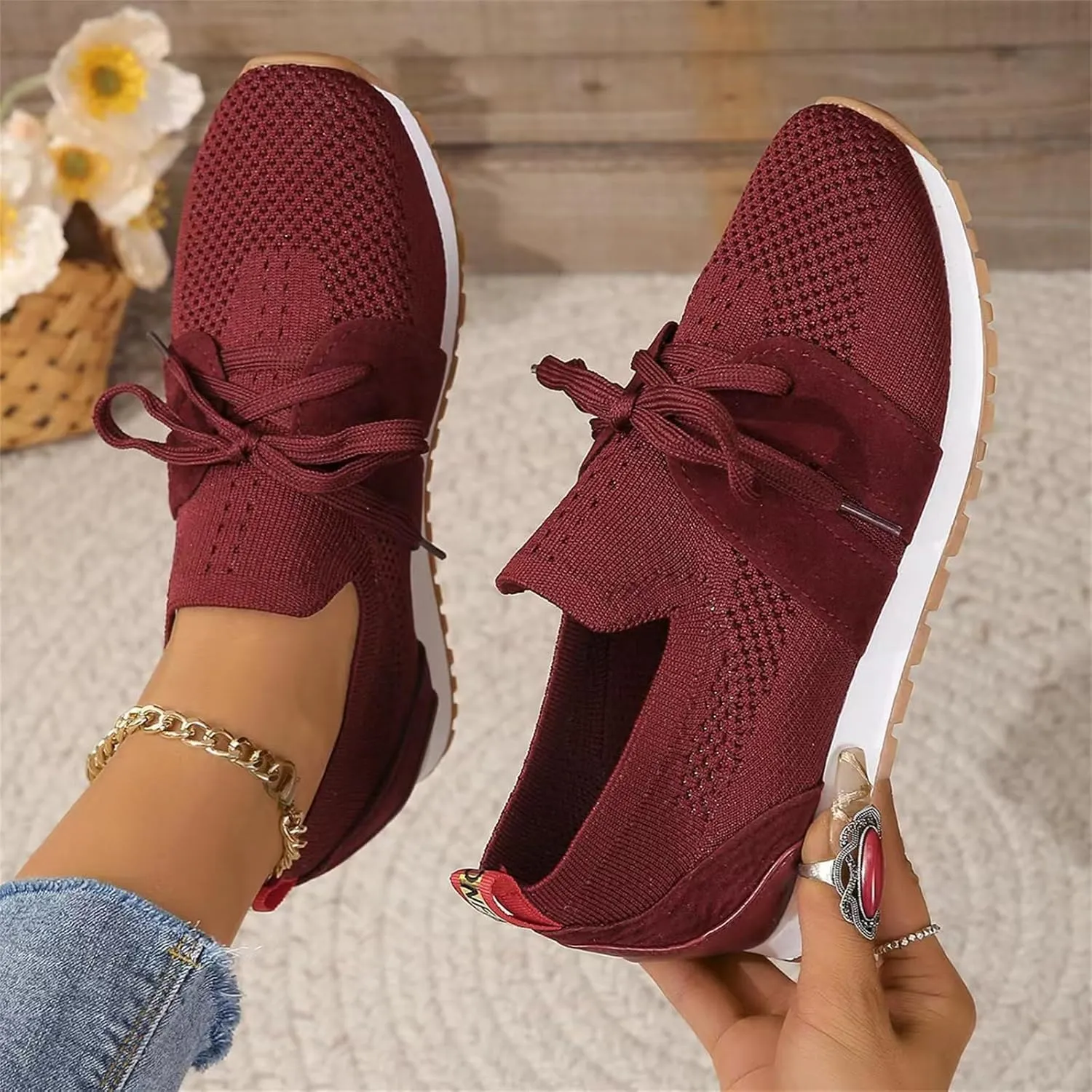 Ladmiple Running Shoes For Women Walking Shoes Comfort Light Weight Mesh Non Slip Casual Athletic Gym Tennis Slip On Sneakers