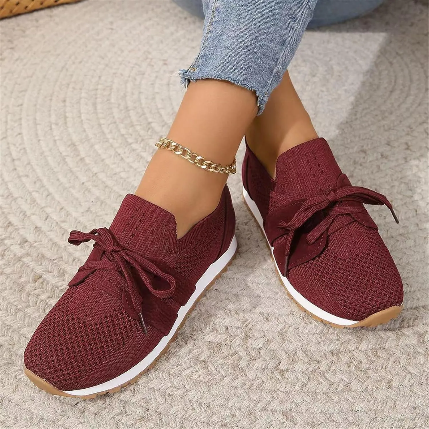 Ladmiple Running Shoes For Women Walking Shoes Comfort Light Weight Mesh Non Slip Casual Athletic Gym Tennis Slip On Sneakers