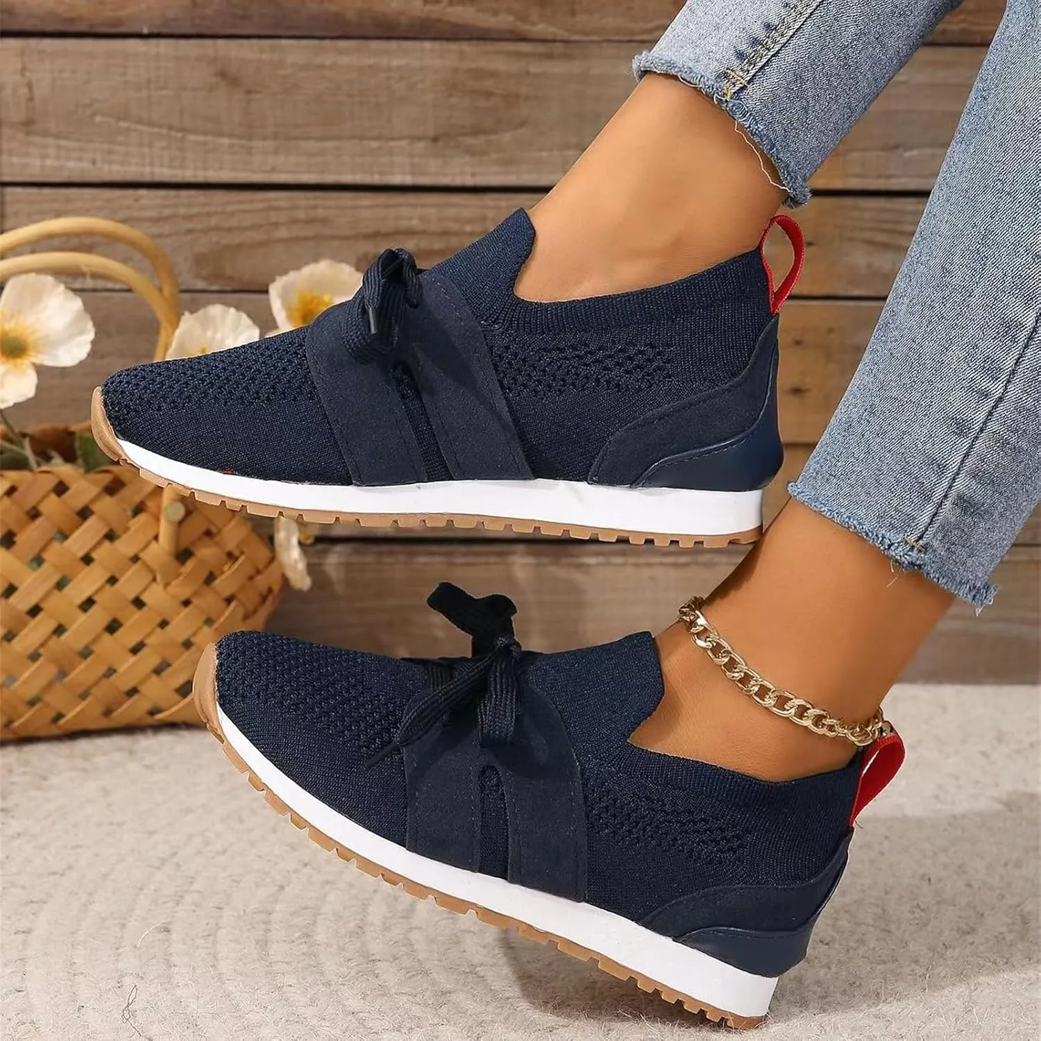Ladmiple Running Shoes For Women Walking Shoes Slip on Sock Sneakers Lady Girls Mesh Loafers Non Slip Fashion Tennis Shoes