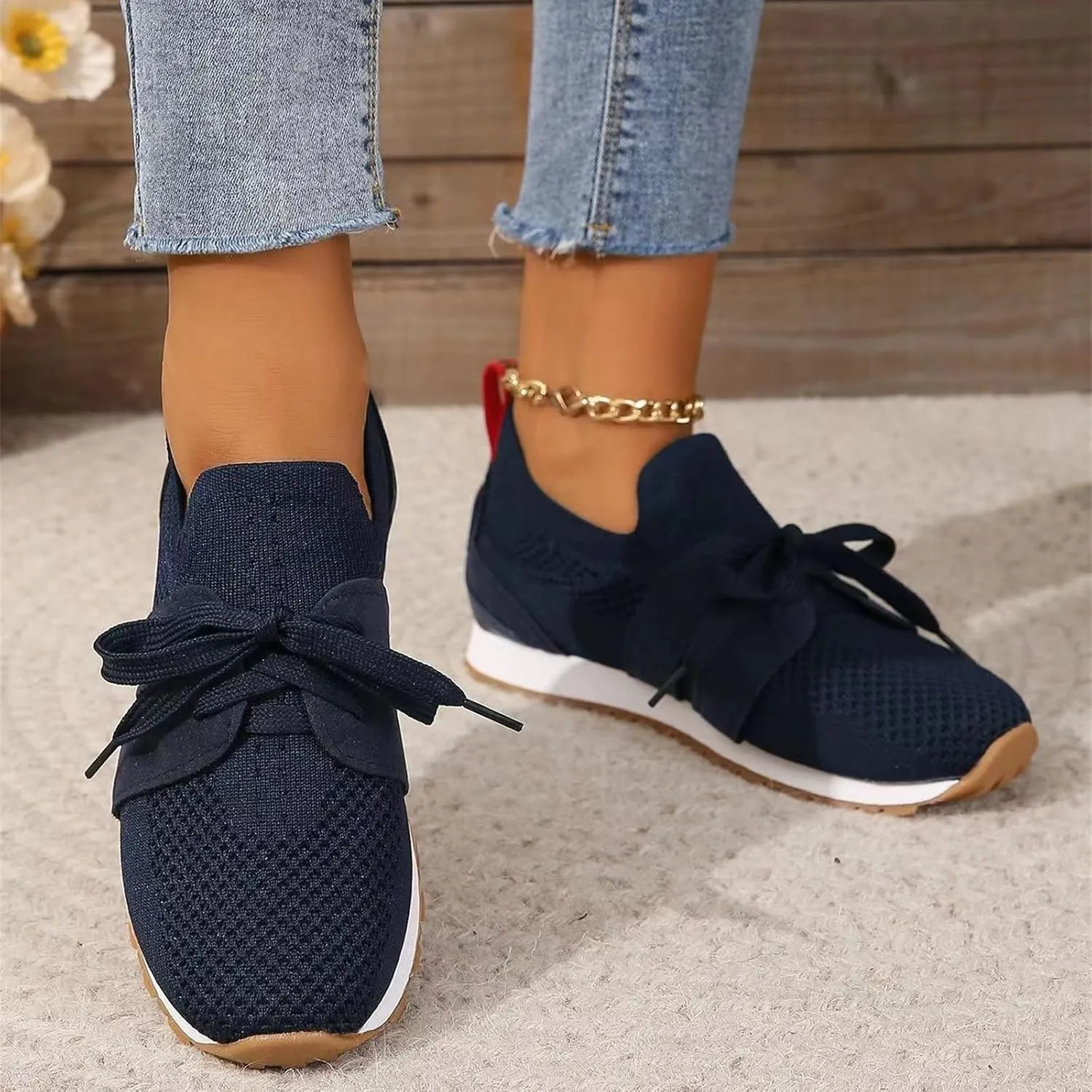 Ladmiple Running Shoes For Women Walking Shoes Slip on Sock Sneakers Lady Girls Mesh Loafers Non Slip Fashion Tennis Shoes