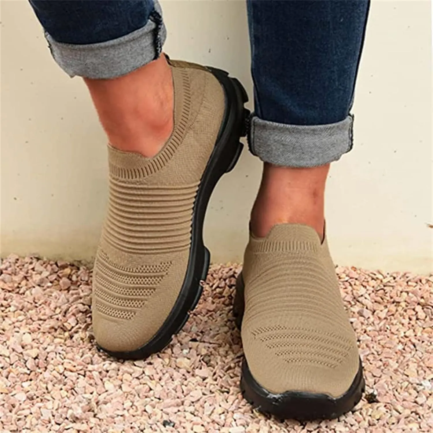 Ladmiple Sneakers For Women Slip On Walking Shoes Non Slip Fashion Casual Dressy Summer Fashion Comfortable Flats Loafer