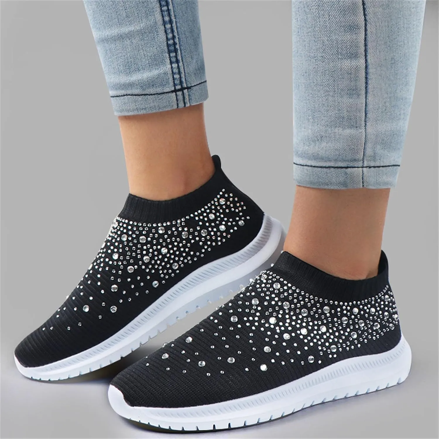 Ladmiple Walking Shoes Women Comfort Slip On Sneakers Tennis Workout Gym Shoes Non Slip Fashion Running Athletic Shoes