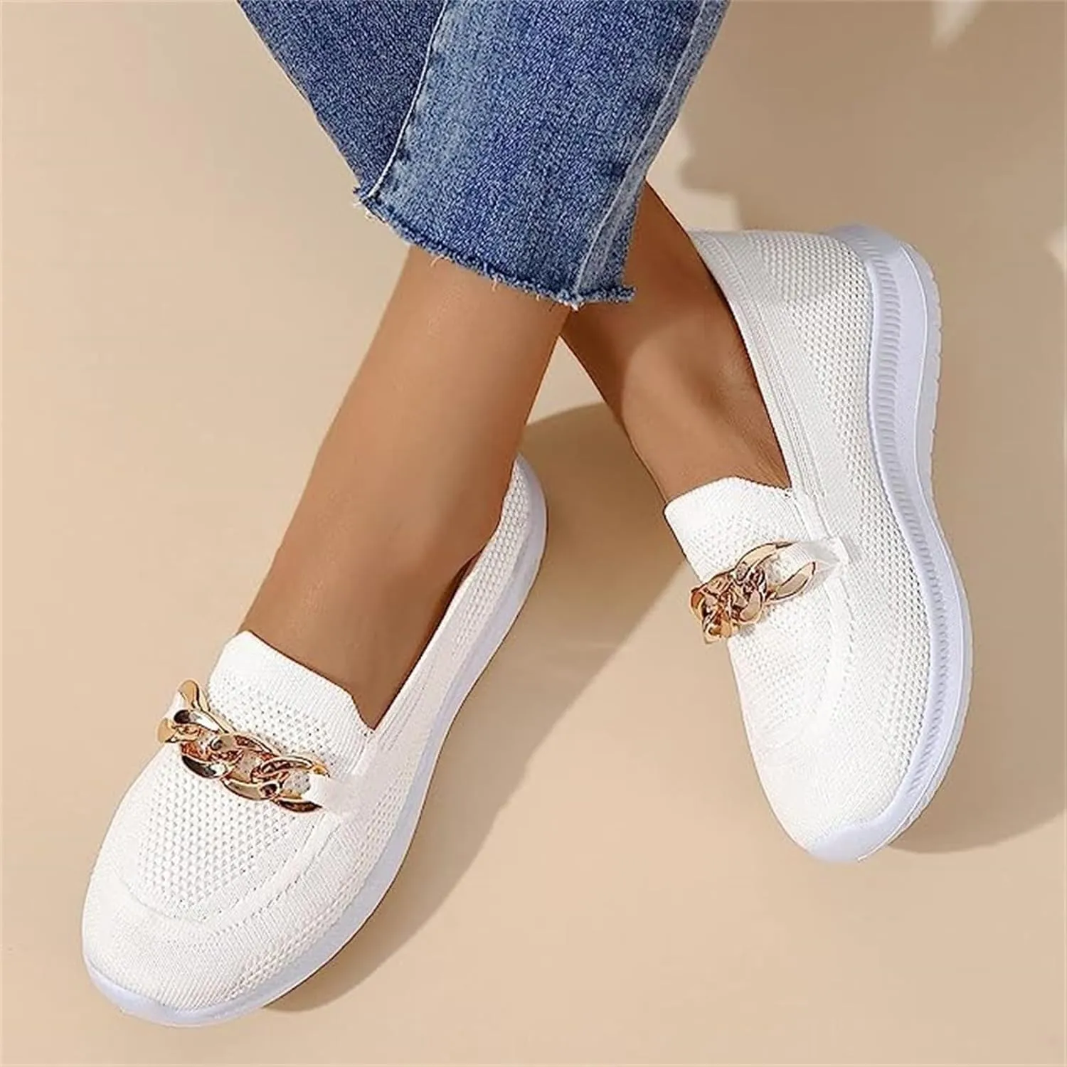 Ladmiple Walking Shoes Women Slip On Lightweight Casual Sneakers Mesh Comfortable Loafers Slip Resistant Soft Work Shoes