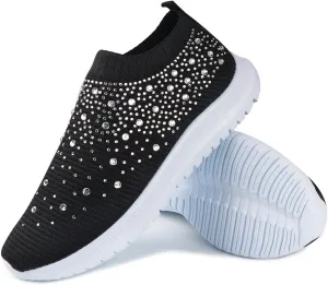 Ladmiple Walking Shoes Women Slip On Wide Womens Running Shoes Non Slip Athletic Tennis Walking Workout Sneakers Casual Fashion Comfortable Slip On Gym Shoes 2023