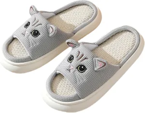 LAVAU Cute Cat Slippers for Women, Fuzzy Fluffy Faux Fur Animal House Slides for Indoor and Outdoor Shoes