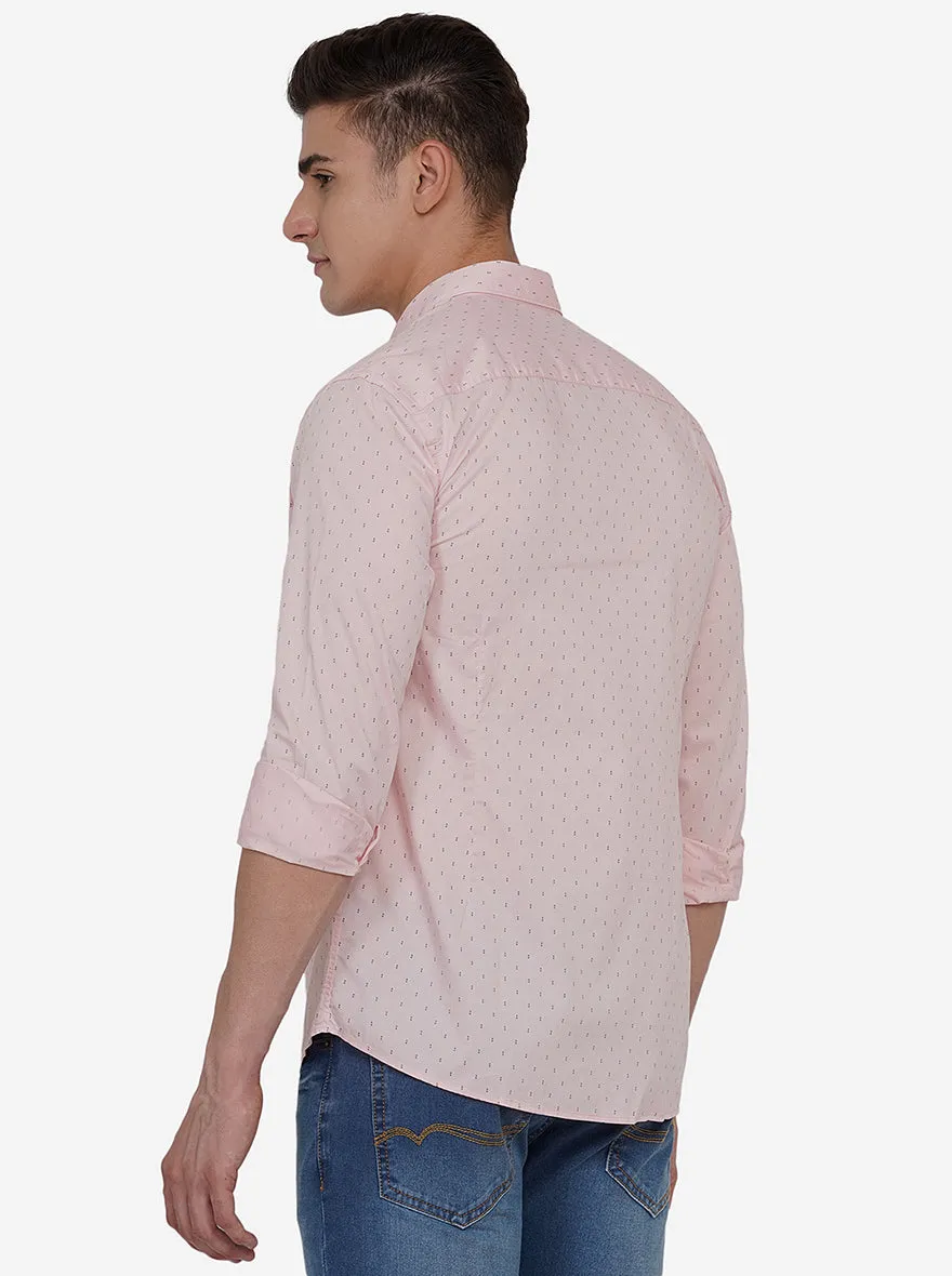 Light Pink Printed Slim Fit Casual Shirt | JadeBlue
