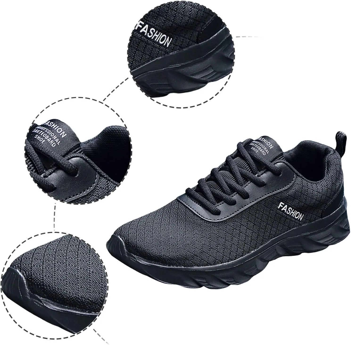 Men's Classic Casual Jogging Sneakers Lace Up Lightweight Breathable Fashion Sneaker Non Slip Barefoot Sneaker