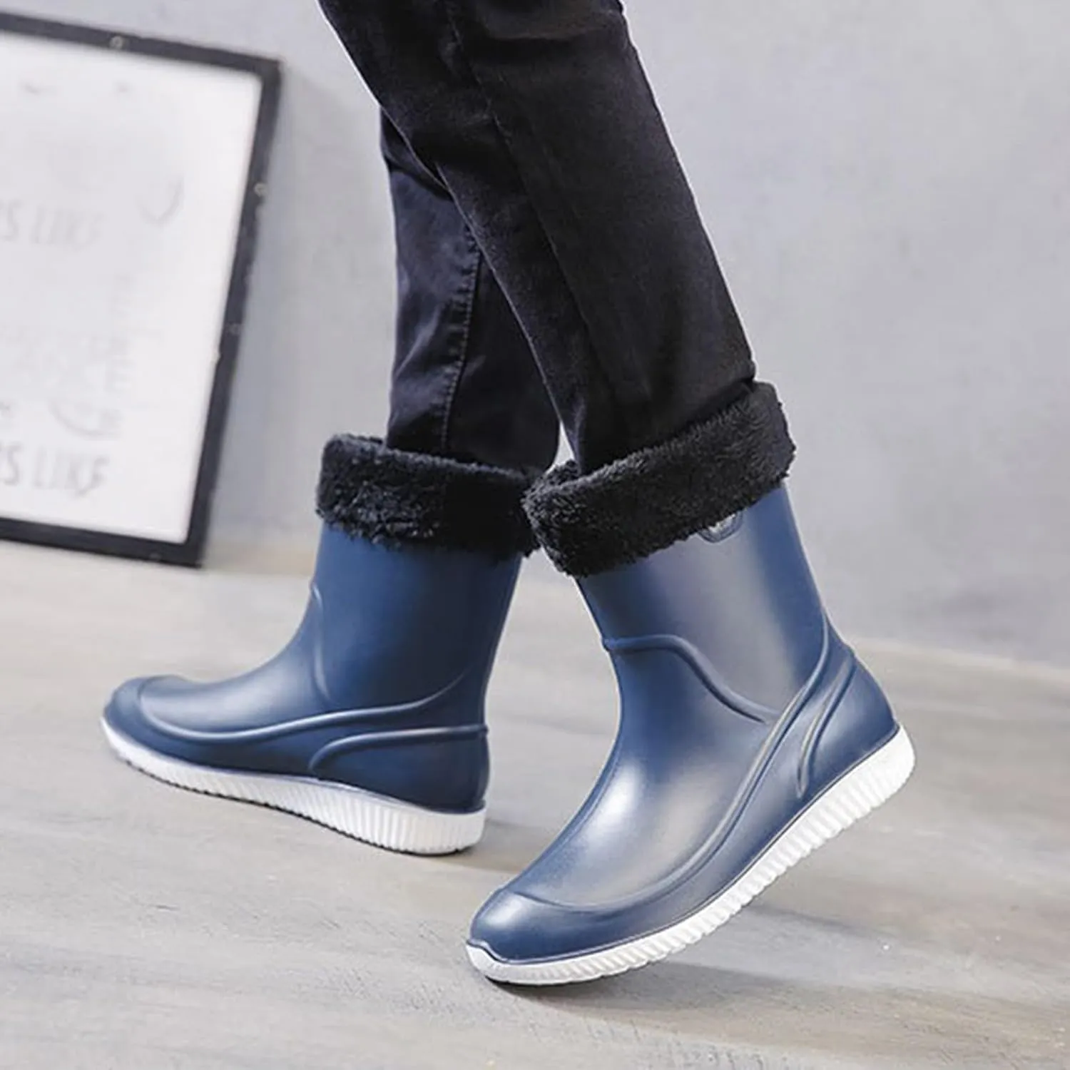 Men's Rain Boots Waterproof Non-Slip Outdoor Work Rubber Boots Fishing Boots For Men Waterproof Ankle Rain Boots