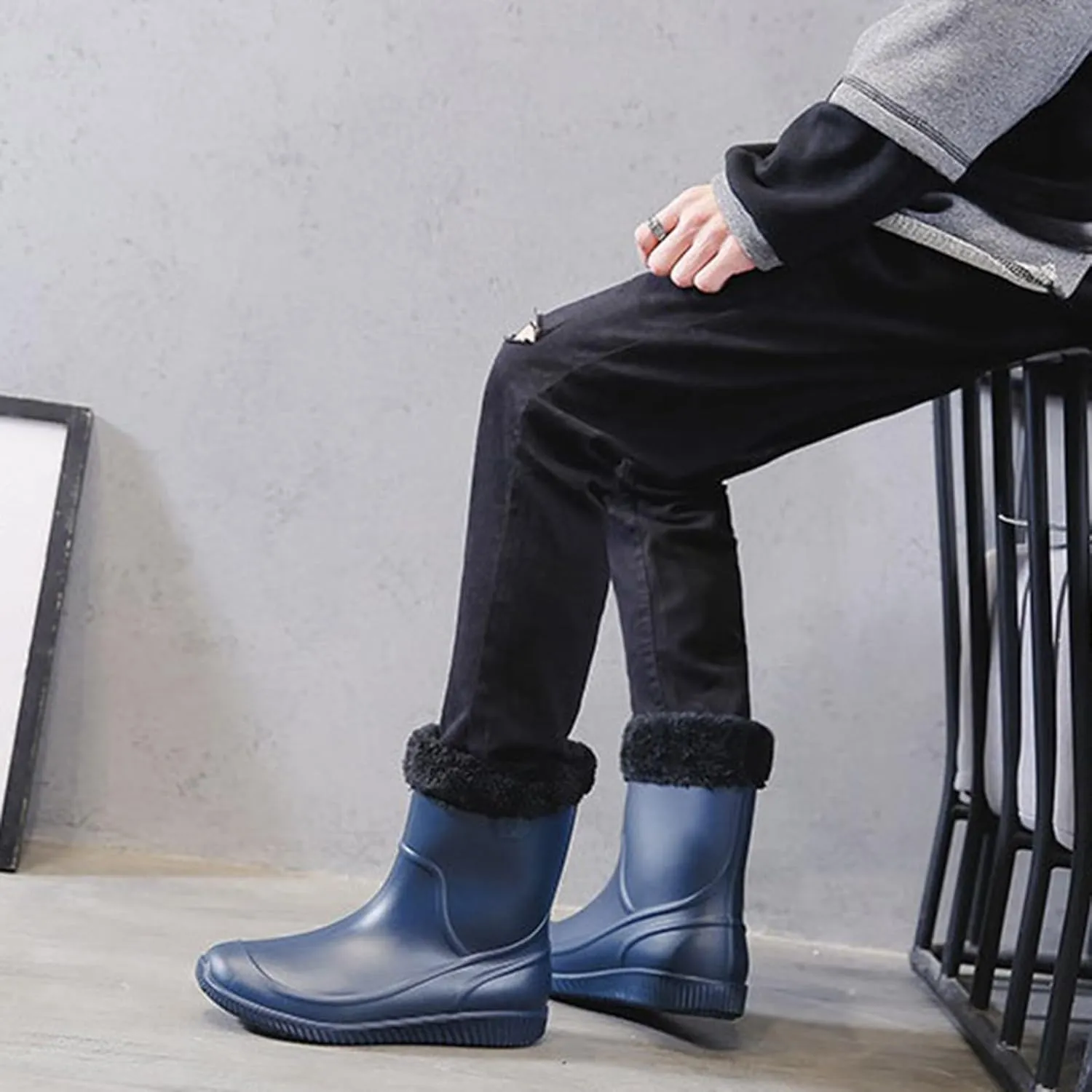Men's Rain Boots Waterproof Non-Slip Outdoor Work Rubber Boots Fishing Boots For Men Waterproof Ankle Rain Boots