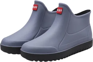 Men's Short Tube Slip On Rain Boots Outer Neoprene Boots Hiking Rain Boots Fishing Boots Water Proof Rain Boots