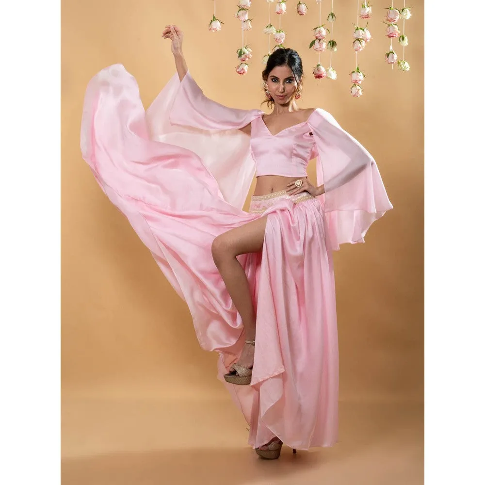 MONK & MEI Roshni Silk Lehenga Pink (Set of 2)