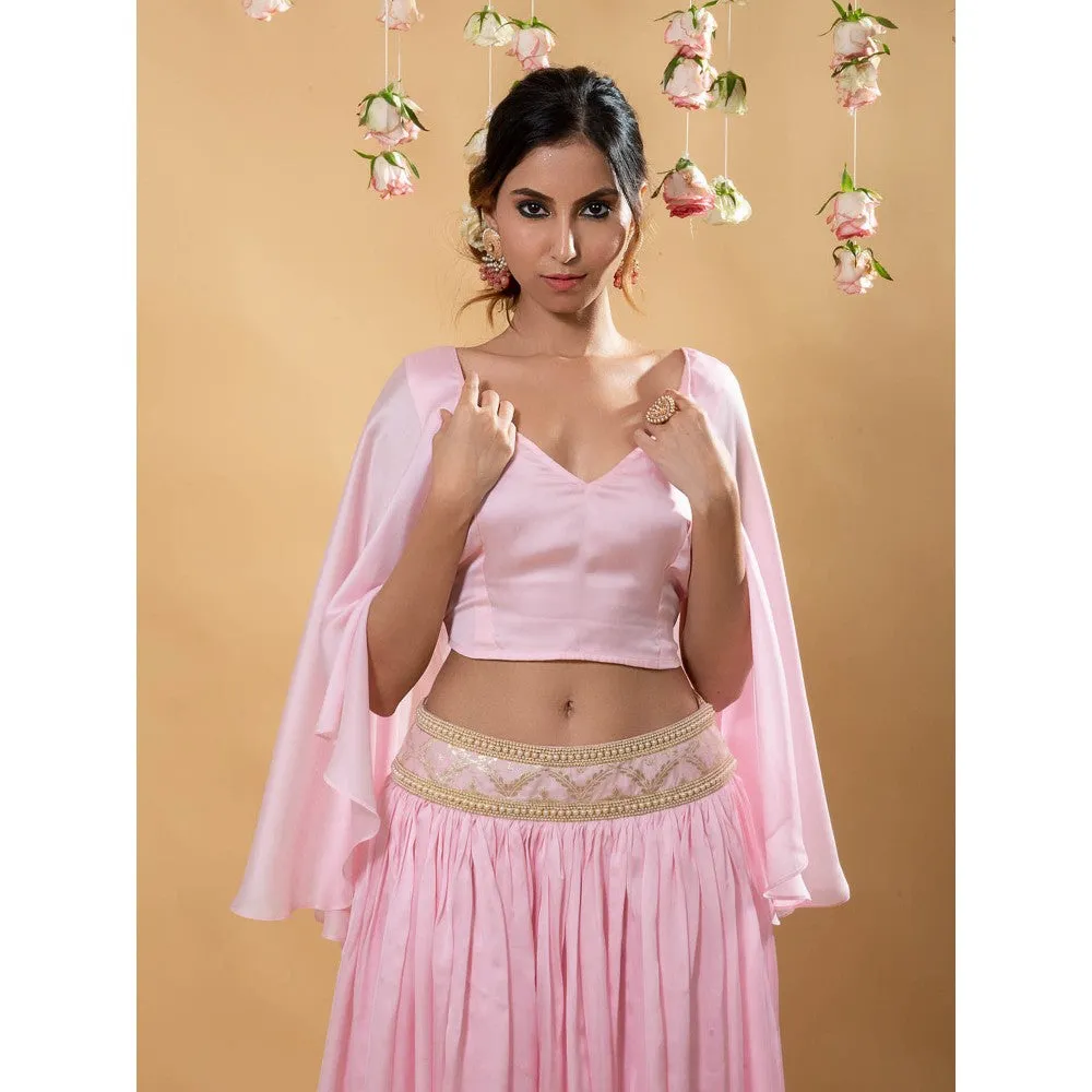 MONK & MEI Roshni Silk Lehenga Pink (Set of 2)