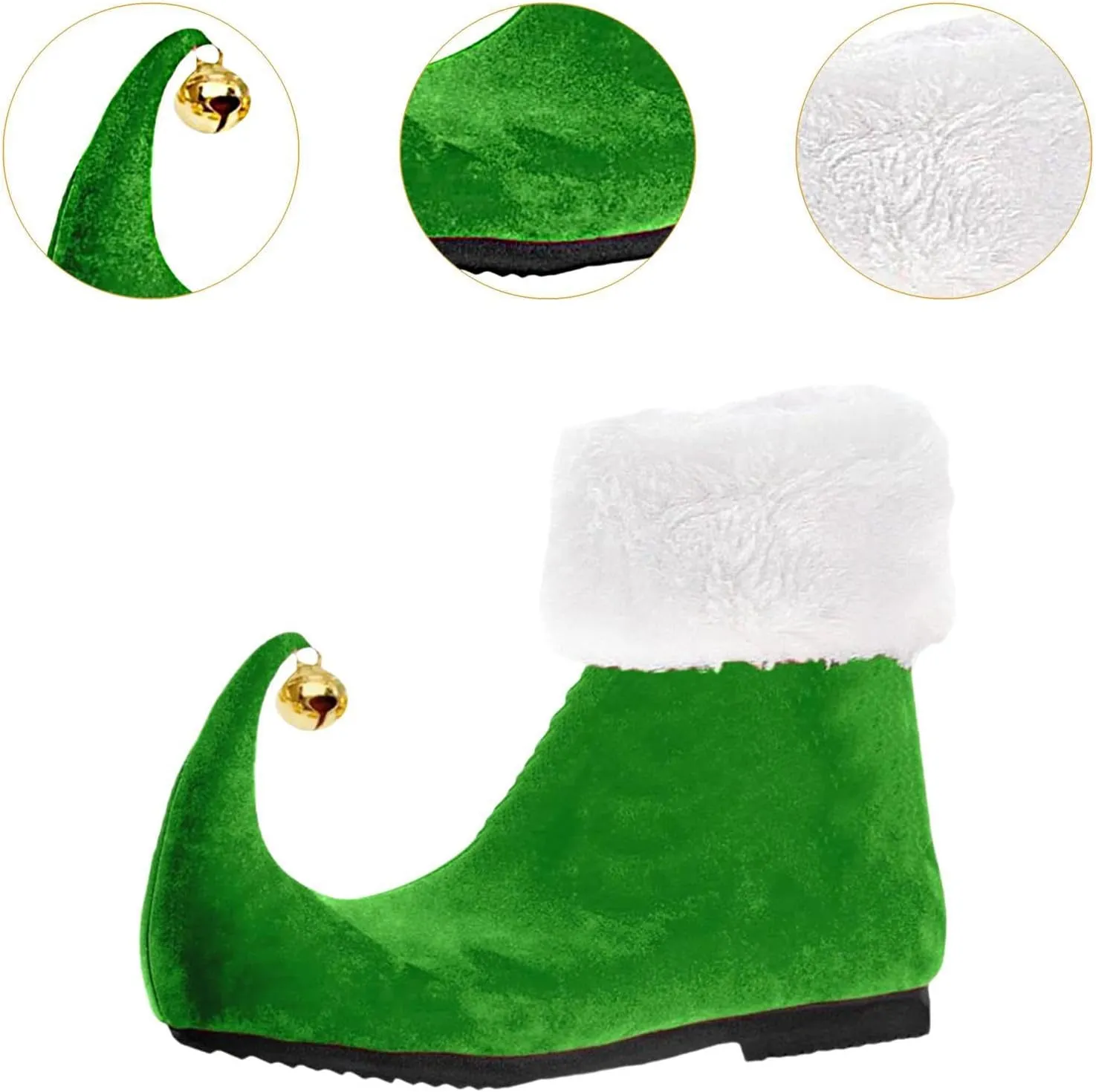Novelty Elf Shoes, Christmas Santa Shoes for Adults, Green Slippers With Jingle Bells, Soft Costume Accessories, Cosplay Props for Holiday Plays & Parties