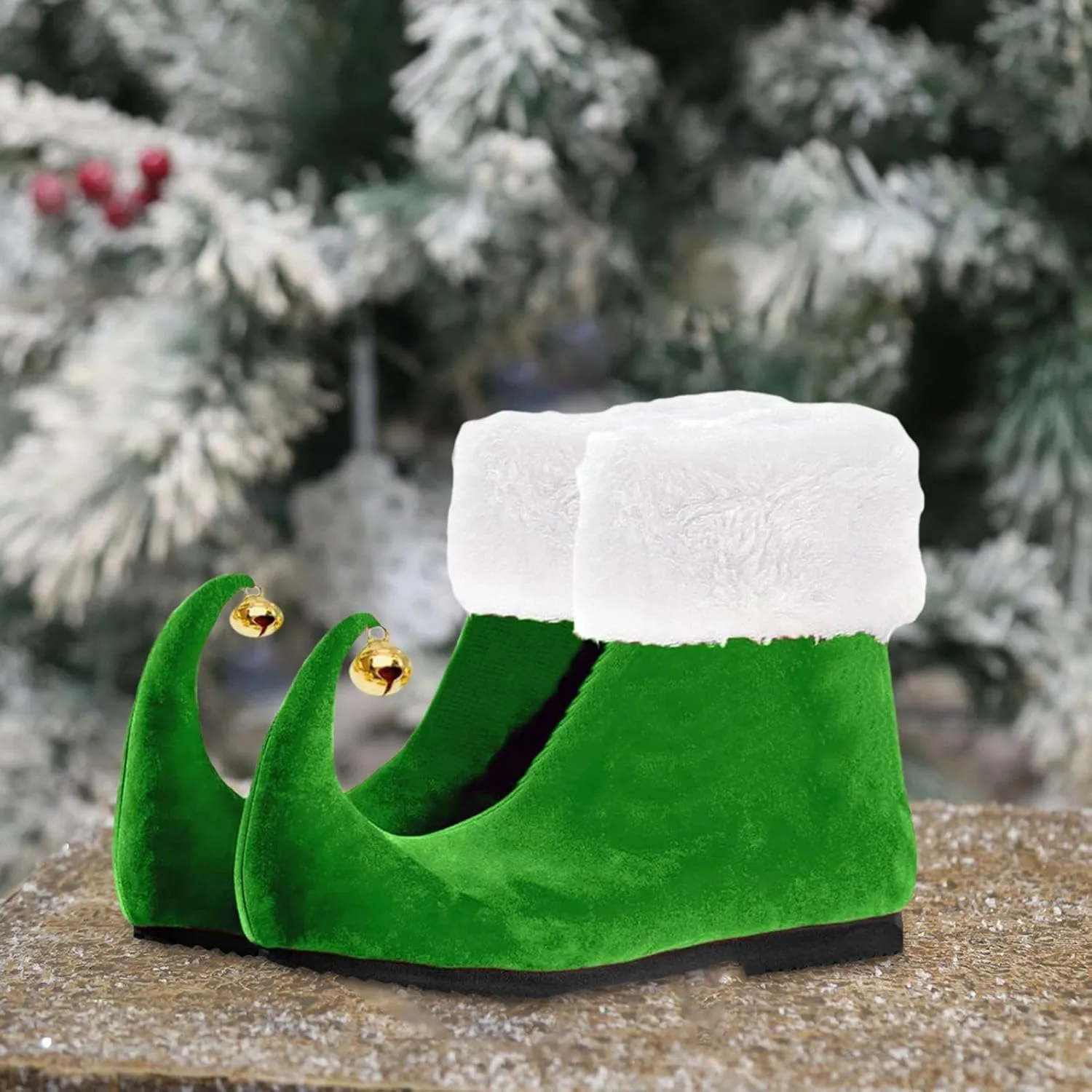 Novelty Elf Shoes, Christmas Santa Shoes for Adults, Green Slippers With Jingle Bells, Soft Costume Accessories, Cosplay Props for Holiday Plays & Parties