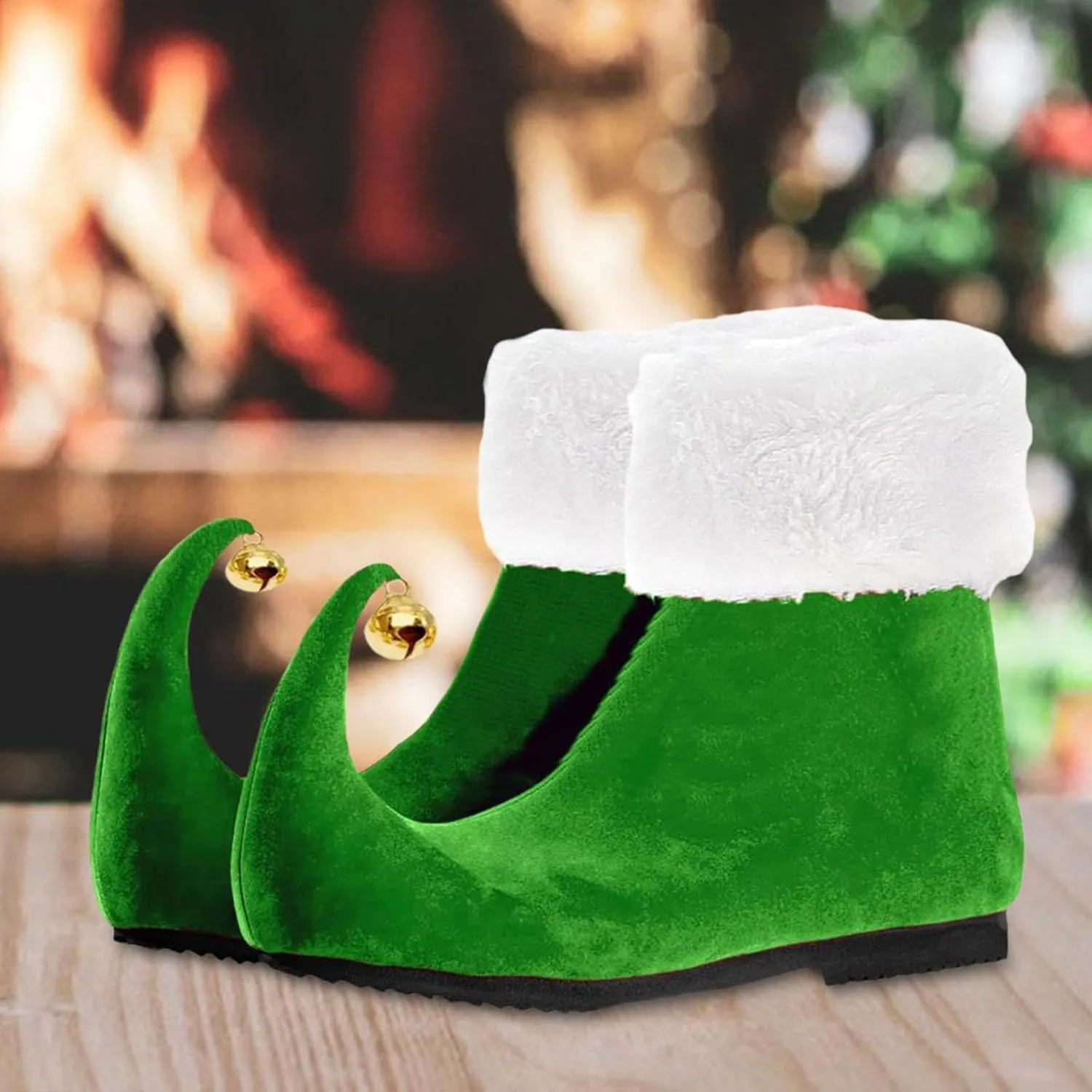 Novelty Elf Shoes, Christmas Santa Shoes for Adults, Green Slippers With Jingle Bells, Soft Costume Accessories, Cosplay Props for Holiday Plays & Parties