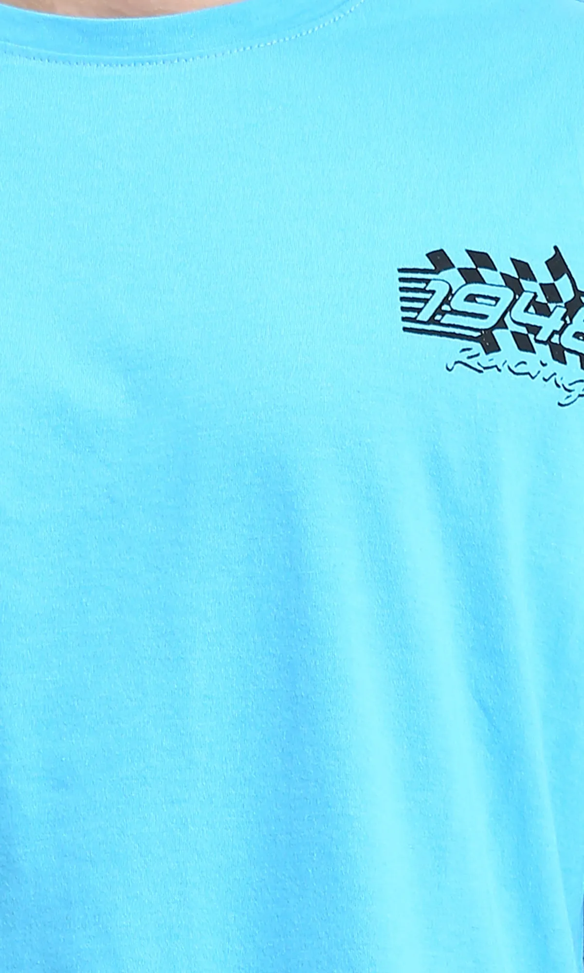 O203125 - Retro Car Graphic T-Shirt  Sky Blue