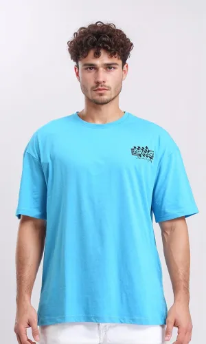 O203125 - Retro Car Graphic T-Shirt  Sky Blue