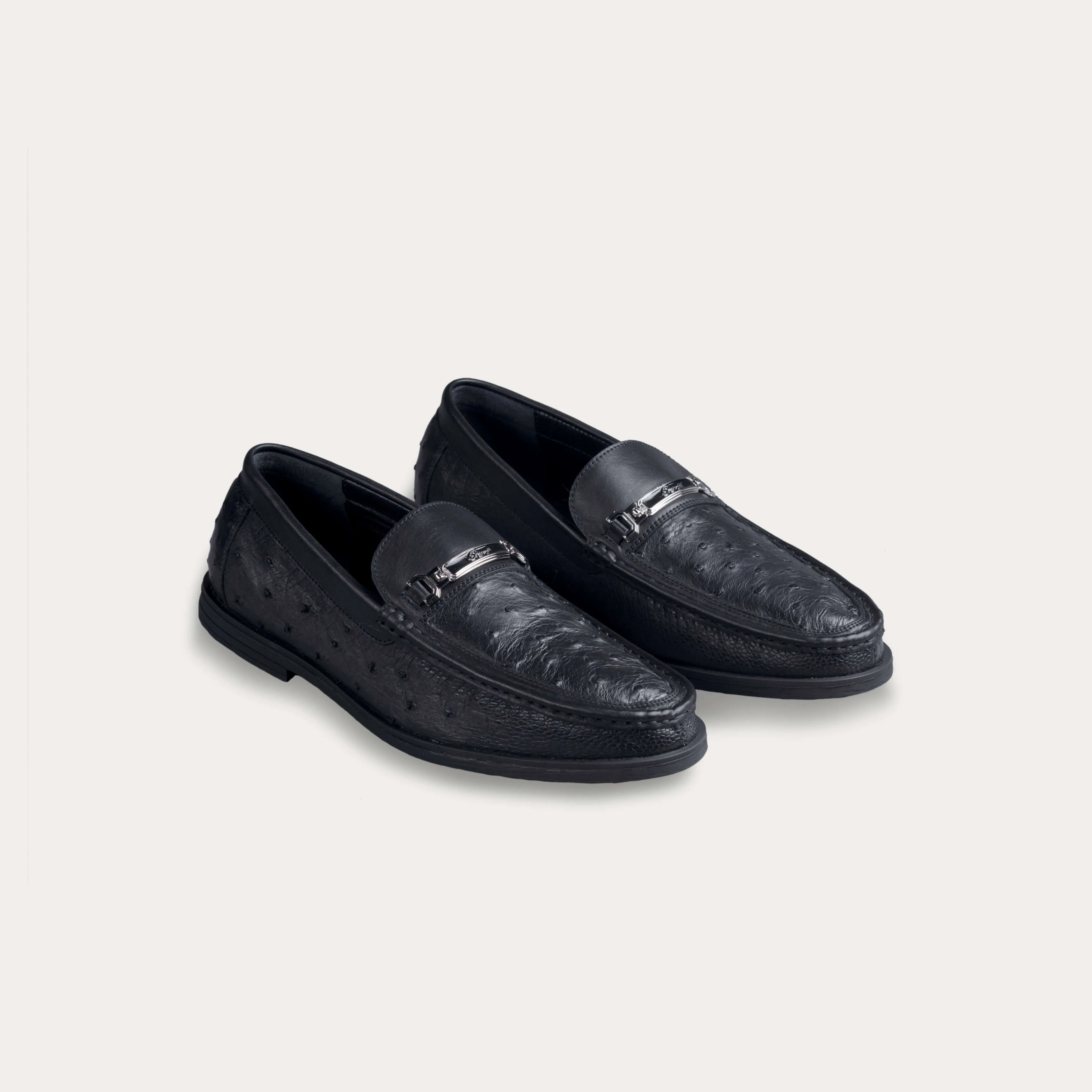 Ostrich Leather Bit Loafers