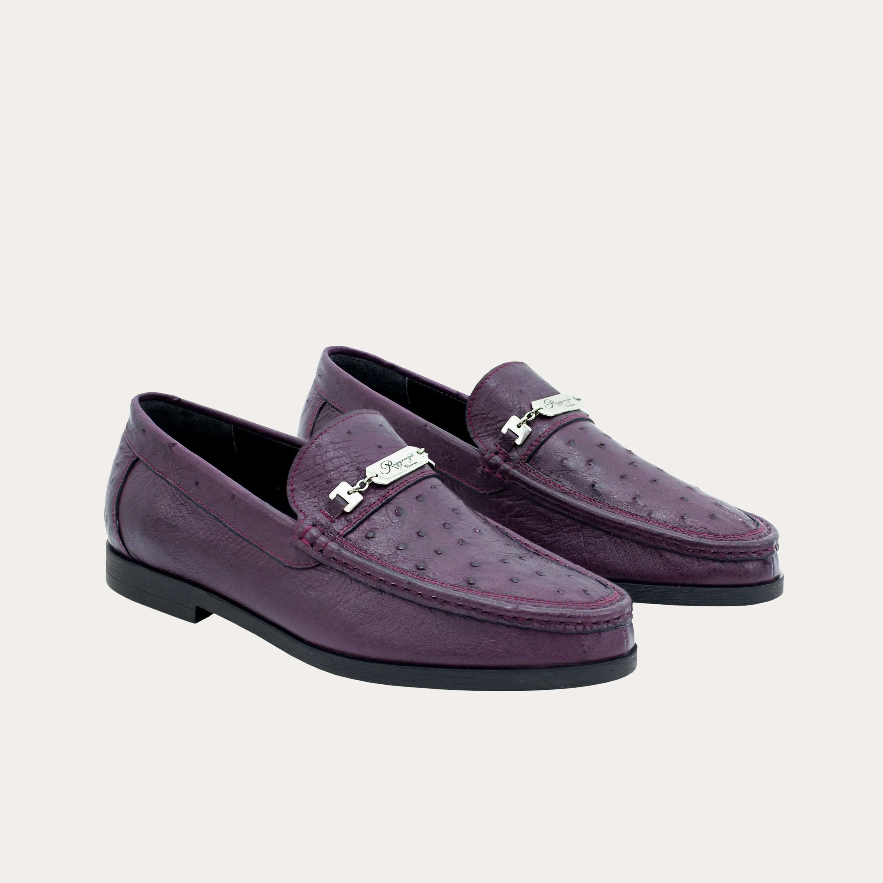 Ostrich Leather Bit Loafers
