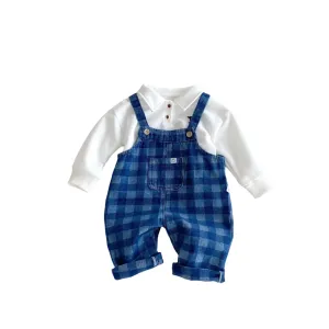 "Leo" Checked Denim Overalls