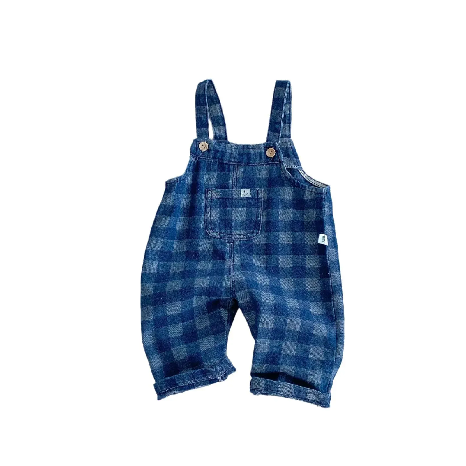"Leo" Checked Denim Overalls