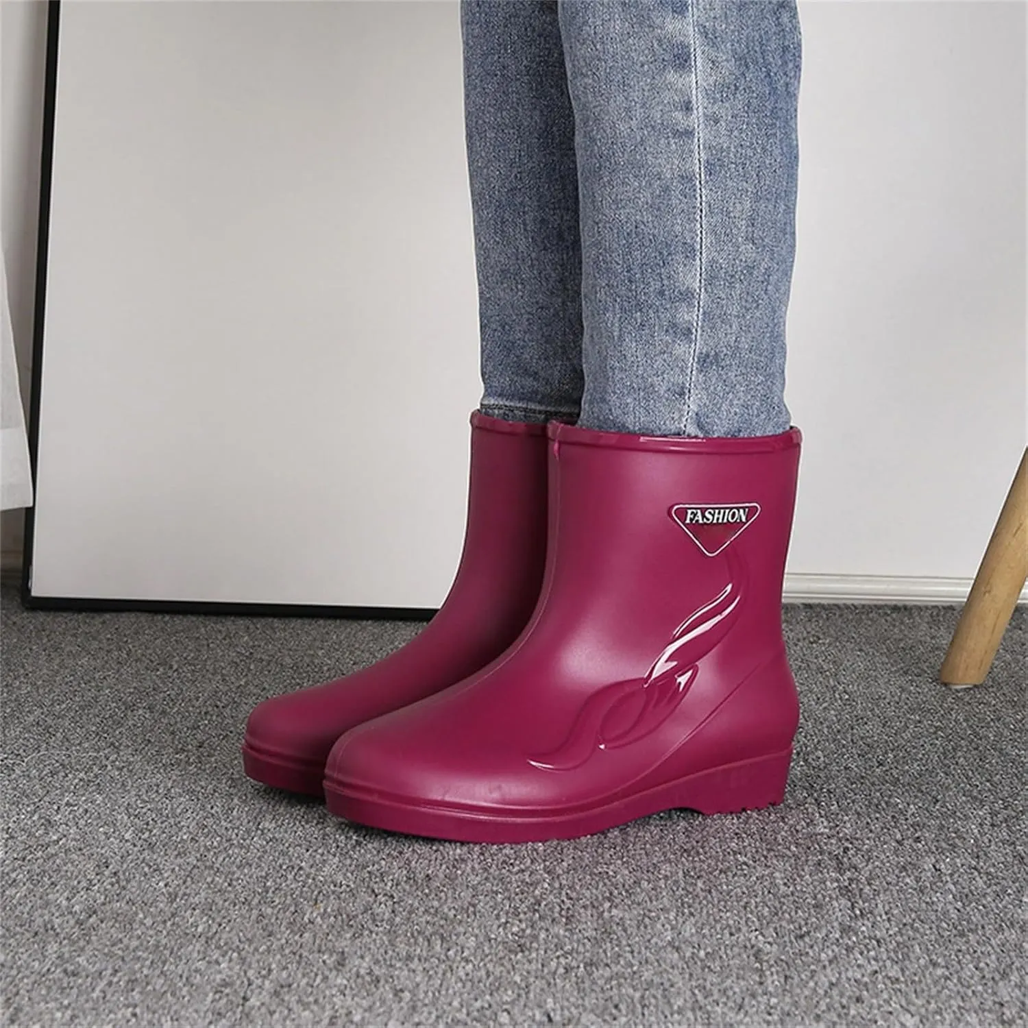 Rain Boots for Men Women Mid-Calf Waterproof Rubber Boots Mens Non-Slip Lightweight Mud Garden Boots Work Boots