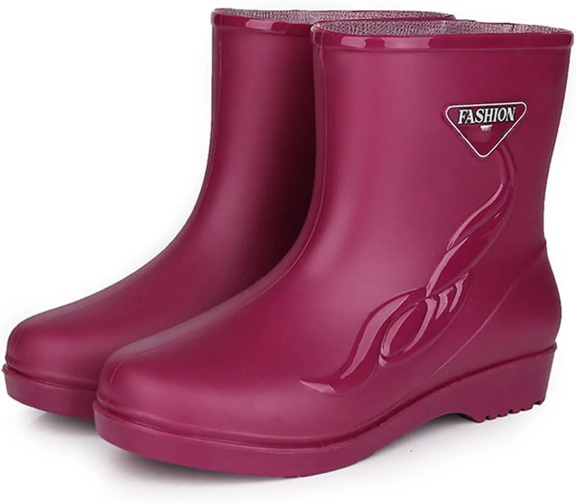 Rain Boots for Men Women Mid-Calf Waterproof Rubber Boots Mens Non-Slip Lightweight Mud Garden Boots Work Boots