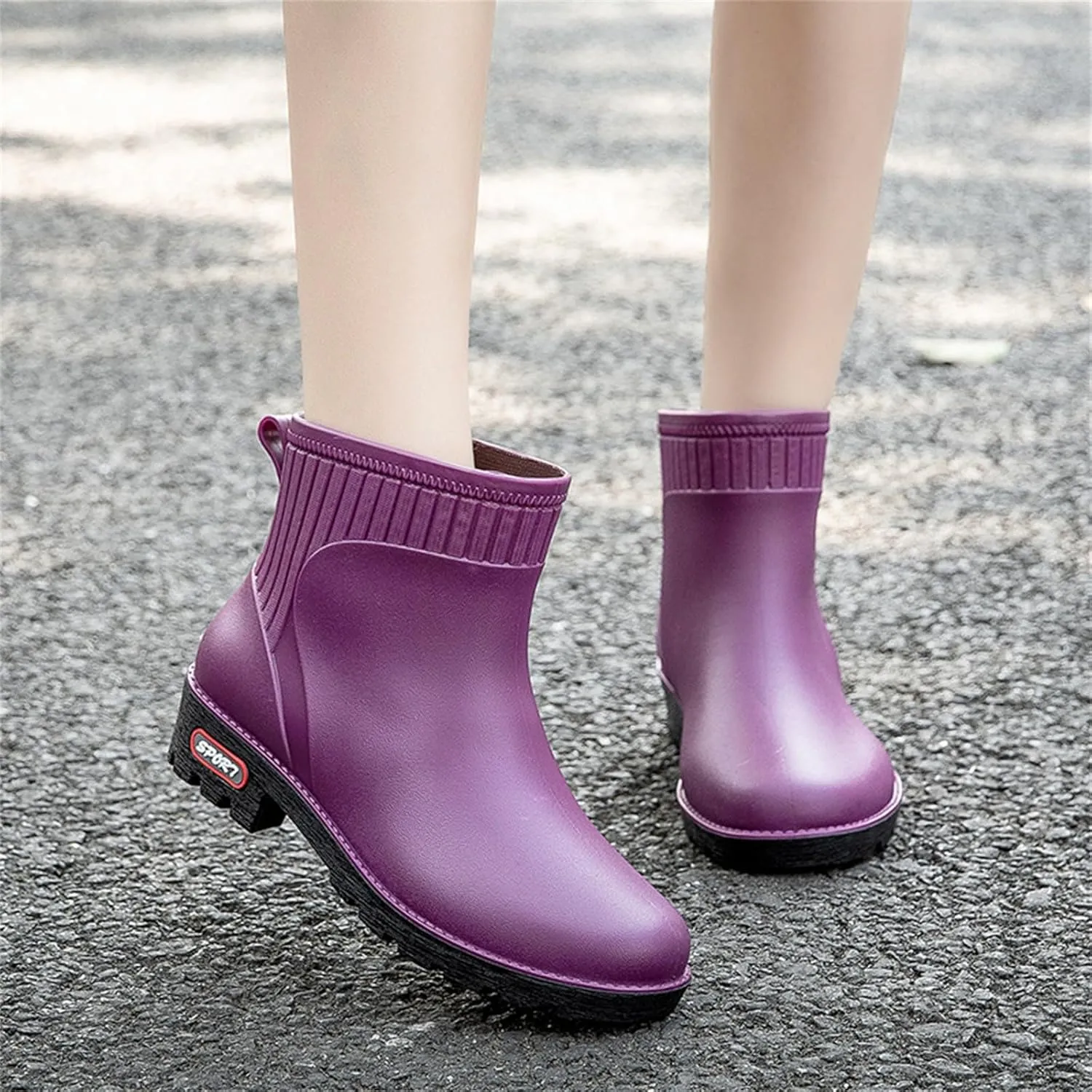 Rain Boots for Women Waterproof Fashion Garden Shoes Non Slip Mid Calf Rainboots Ladies Outdoor Workout Rain Shoes