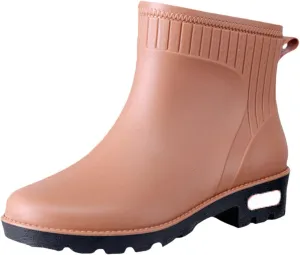 Rain Boots for Women Waterproof Fashion Garden Shoes Non Slip Mid Calf Rainboots Ladies Outdoor Workout Rain Shoes