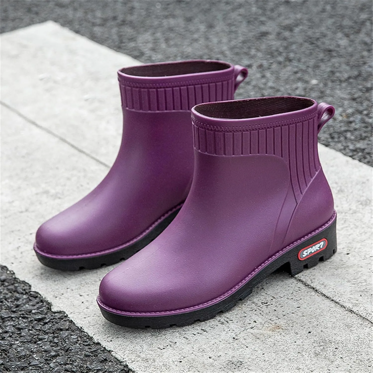 Rain Boots for Women Waterproof Fashion Garden Shoes Non Slip Mid Calf Rainboots Ladies Outdoor Workout Rain Shoes