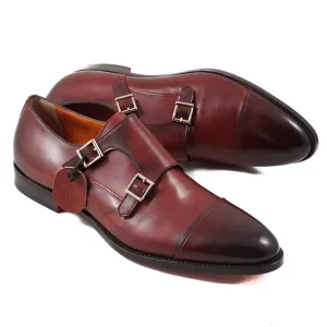 Santoni Red Double-Buckle Monk Strap