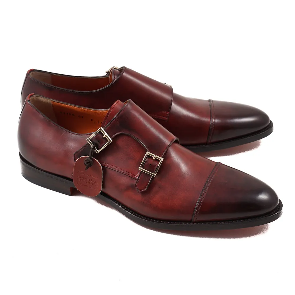 Santoni Red Double-Buckle Monk Strap