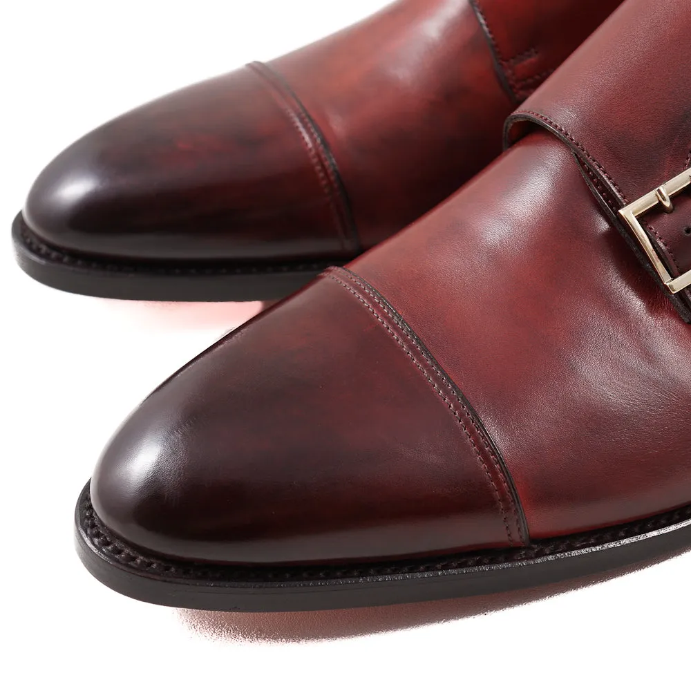 Santoni Red Double-Buckle Monk Strap