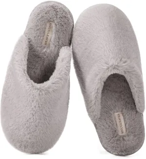 Snug Leaves Women's Fuzzy Scuff Slippers Soft Comfy Memory Foam Non-slip Indoor House Shoes