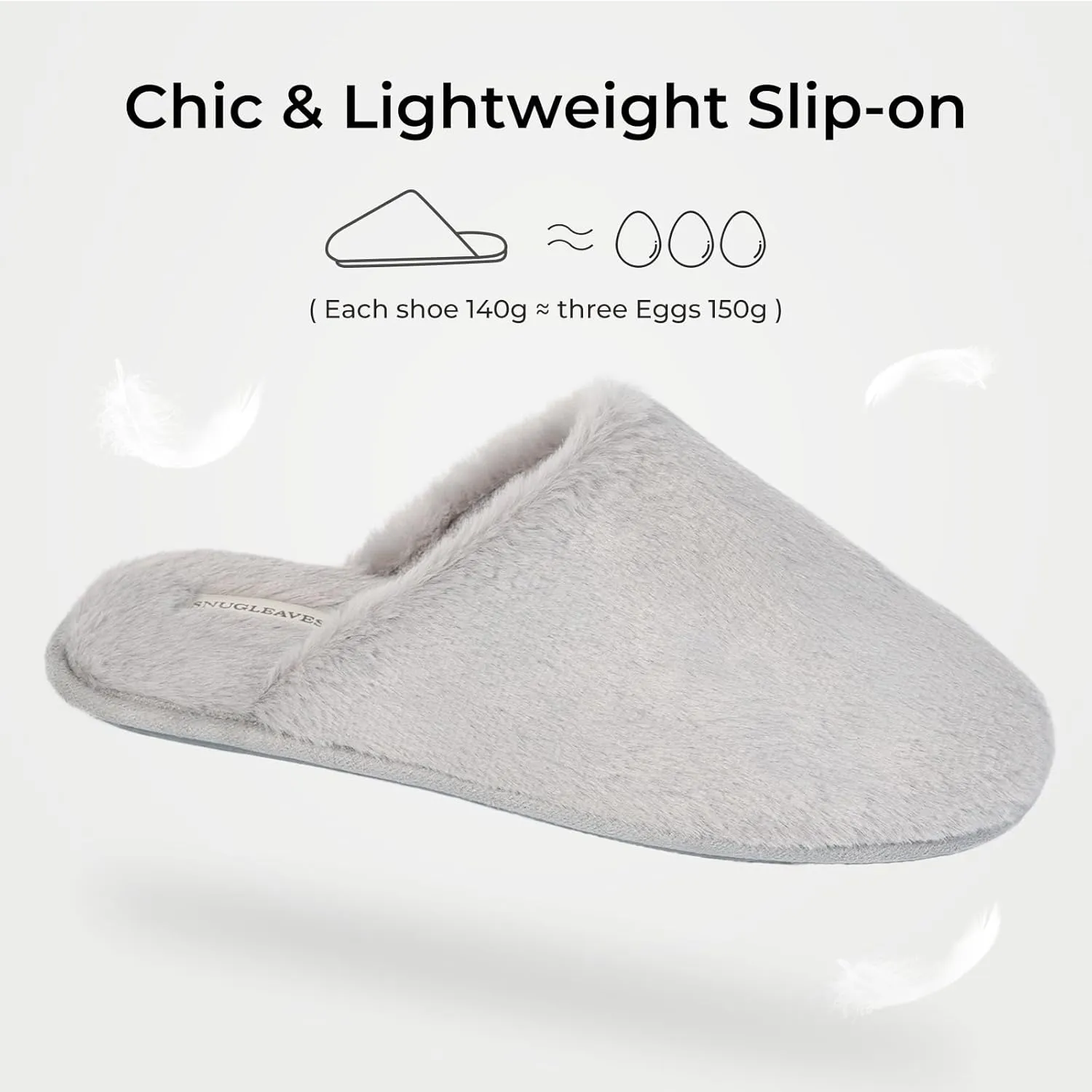 Snug Leaves Women's Fuzzy Scuff Slippers Soft Comfy Memory Foam Non-slip Indoor House Shoes