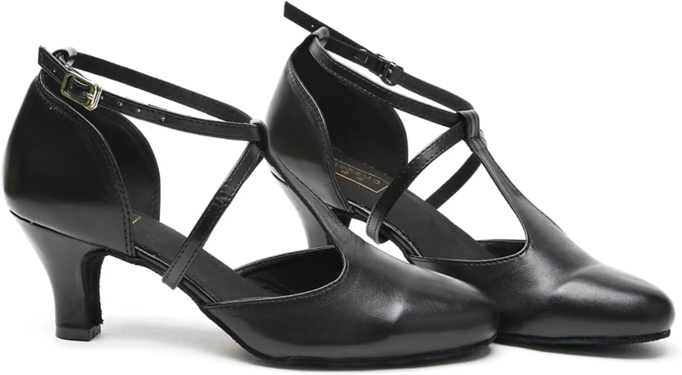 T-Strap Ballroom Dance Shoes for Women's Salsa Latin Tango Wedding Party