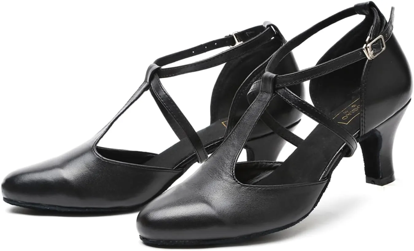 T-Strap Ballroom Dance Shoes for Women's Salsa Latin Tango Wedding Party