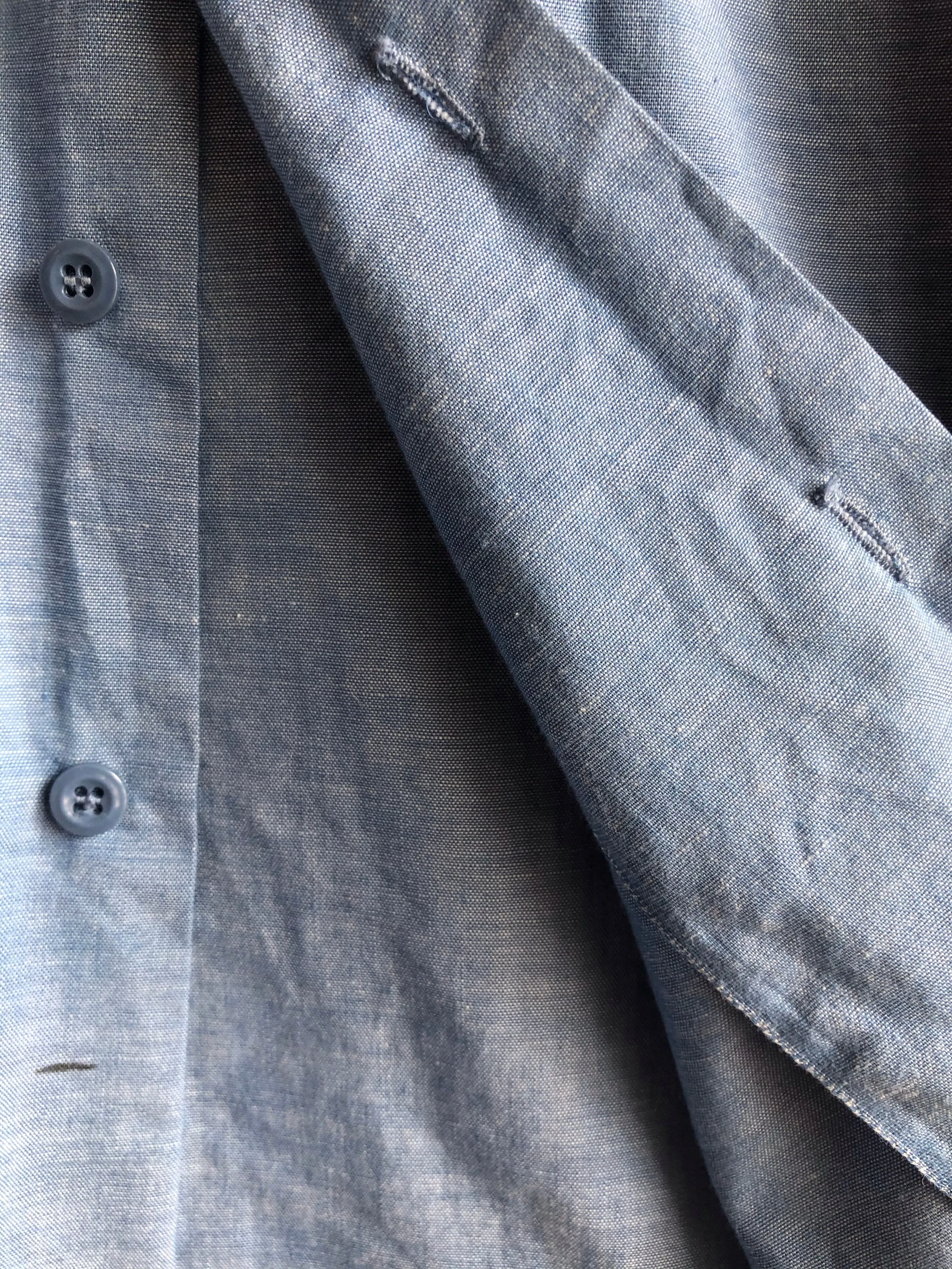 Vintage 1970s U.S. Navy Stenciled Button-Up Chambray