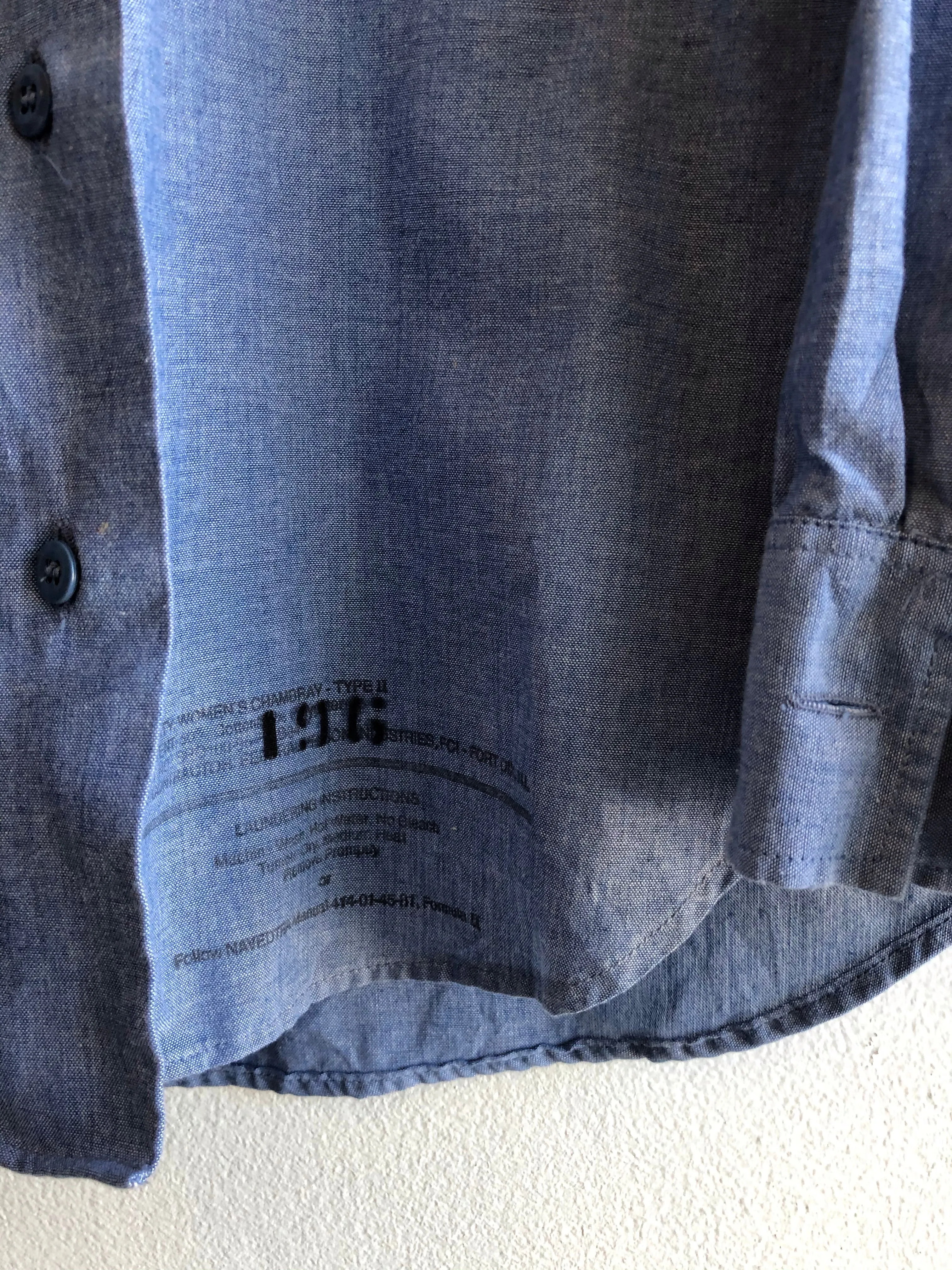 Vintage 1970s U.S.N. Named Womens Chambray Button-Up Shirt