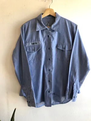 Vintage 1970s U.S.N. Named Womens Chambray Button-Up Shirt