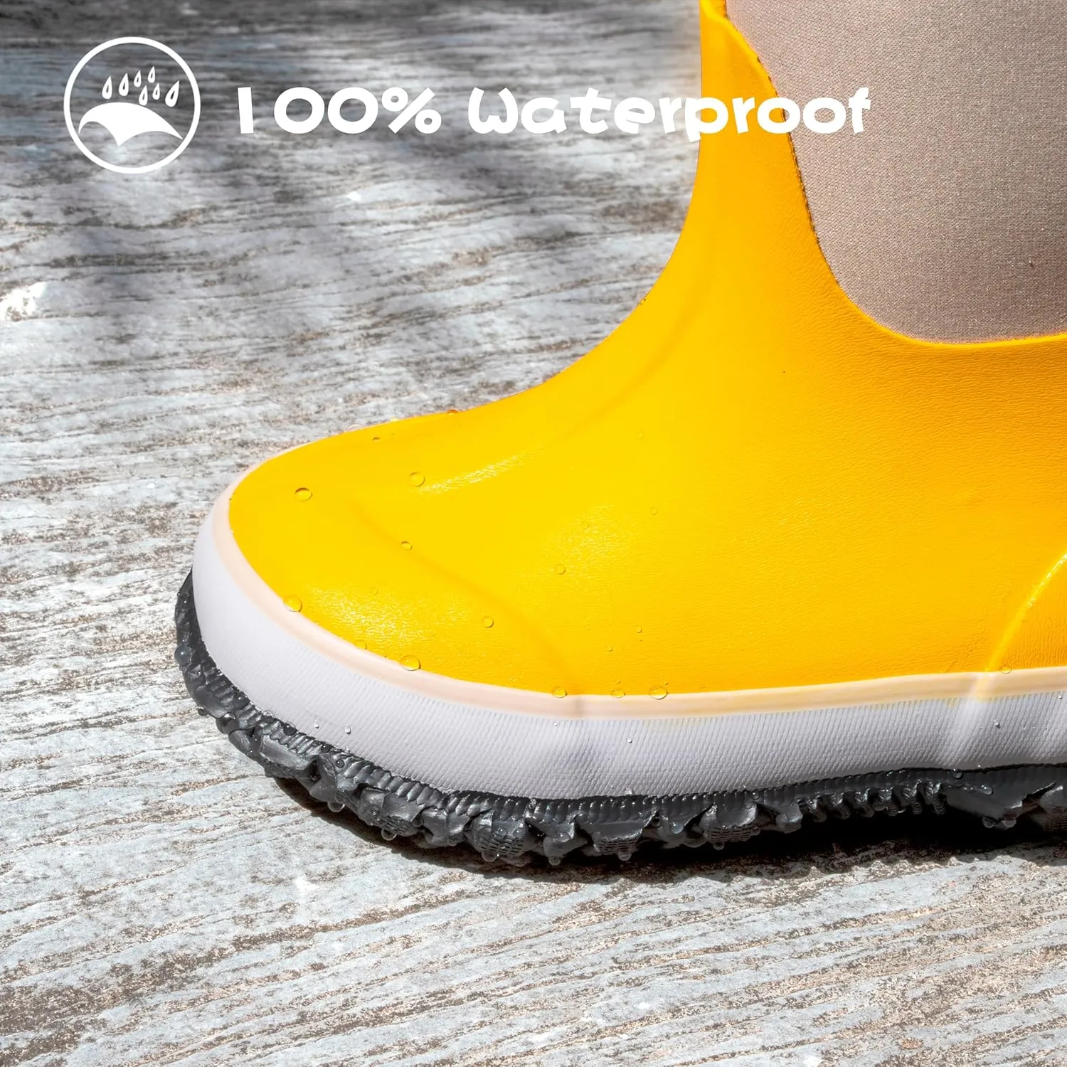 Water boots for kids, Waterproof Rubber Kids Rainboot, Insulated Rubber Neoprene Rain Boots for Toddlers Boys Girls Children