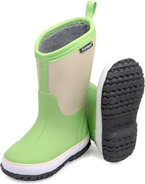 Water boots for kids, Waterproof Rubber Kids Rainboot, Insulated Rubber Neoprene Rain Boots for Toddlers Boys Girls Children